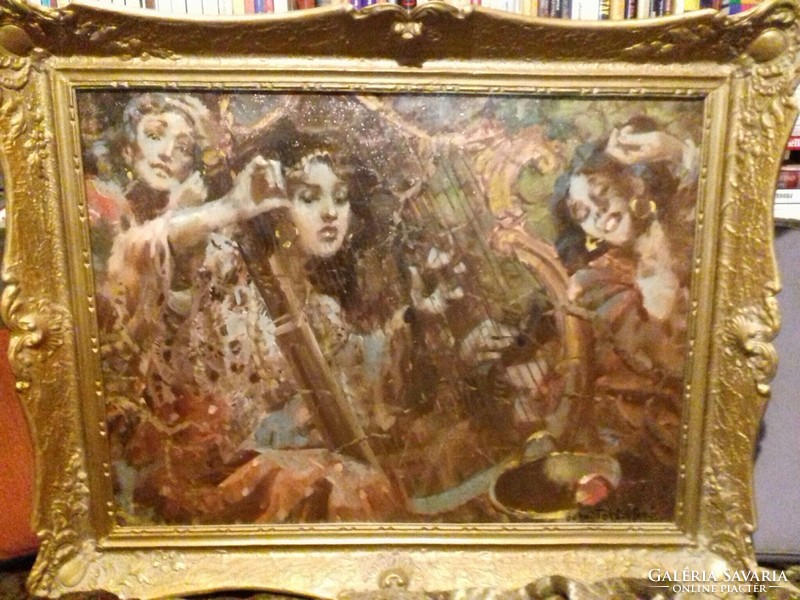 Musical intoxication by Jenő Dukai Takách. His painting, a rare collector's treat