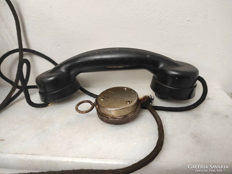 Antik telefon nagy fali fém tárcsás készülék kagylóval fülhallgatóval 326 6235