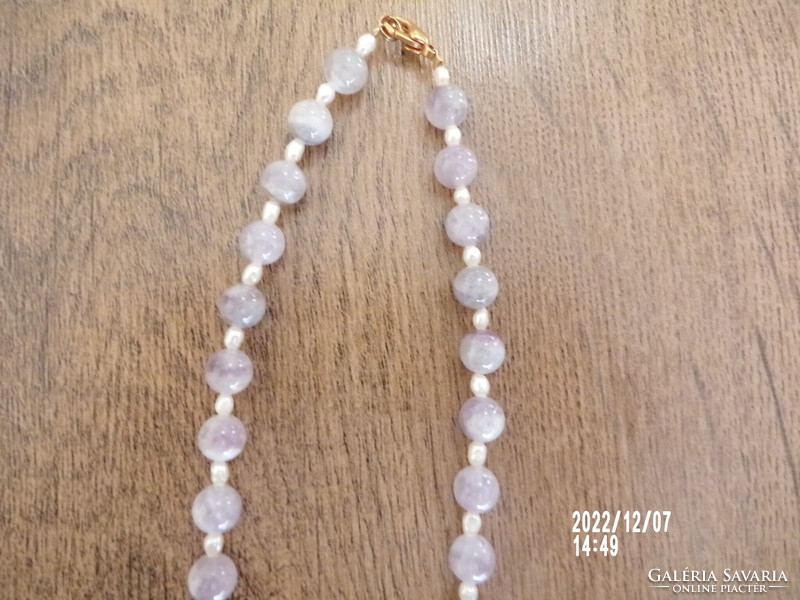 Amethyst and cultured pearl necklace