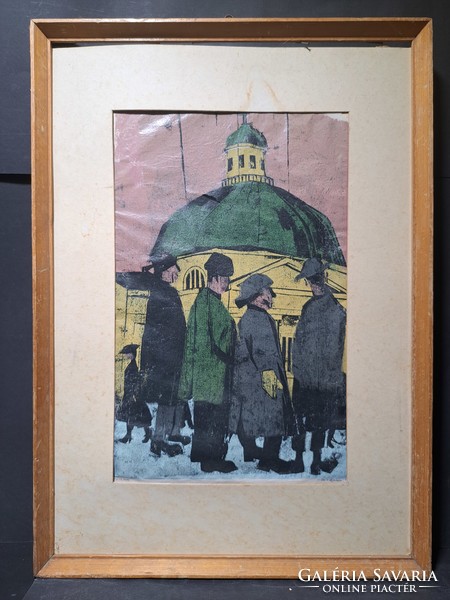 Voitto Vikainen (1912-1985) grafika - teljes méret 63,5x45,5 cm - skandináv, finn művész