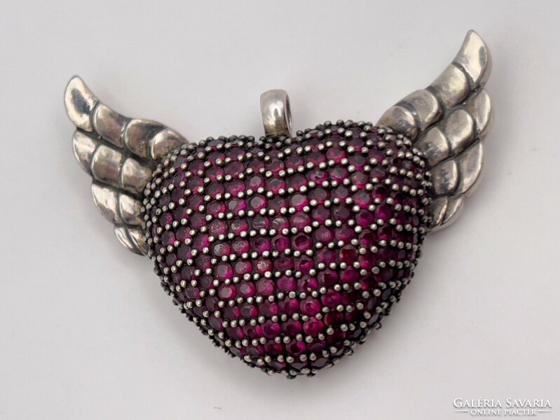 Eredeti Thomas Sabo ezüst szárnyas szív medál XL, dobozzal