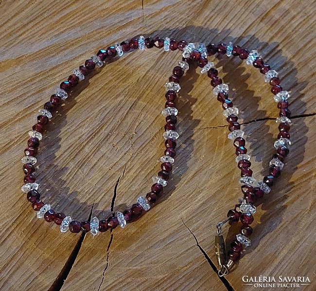 Beautiful faceted garnet rock crystal necklace