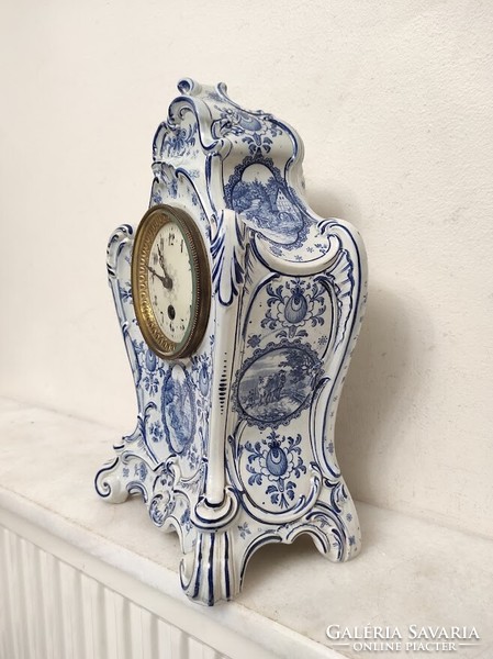 Antik óra bútoróra Delft delfti porcelán tokban felesütős szerkezet 305 6206