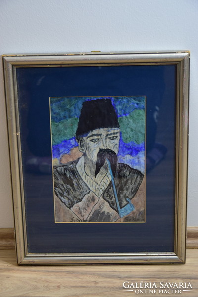 Scheiber: old grandfather with a mustache painting