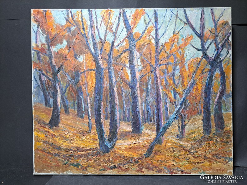 Autumn forest - landscape oil painting