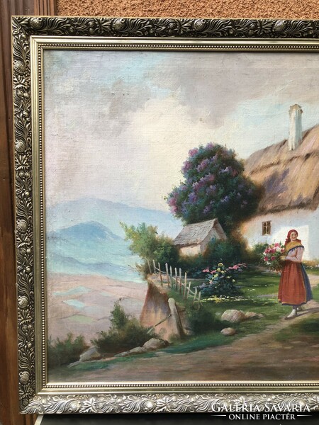 Gábor M. Németh - Peasant woman on a farm is a huge beautiful painting