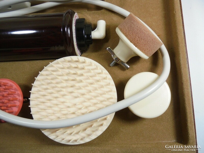 Retro old maspo working massager set with original leatherette case, including all accessories