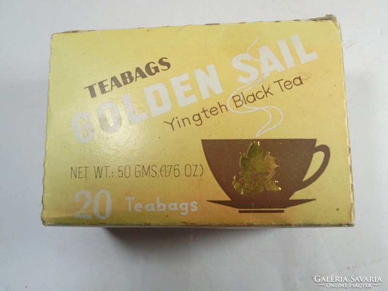 Retro old teabags golden sail paper tea box - ca. 1980