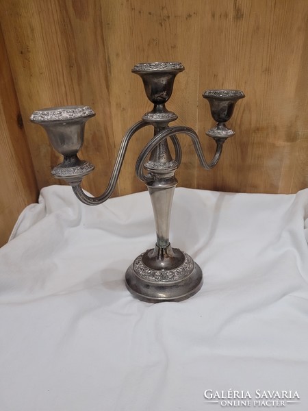 Incandescent, English, three-pronged candlestick, antique candelabra