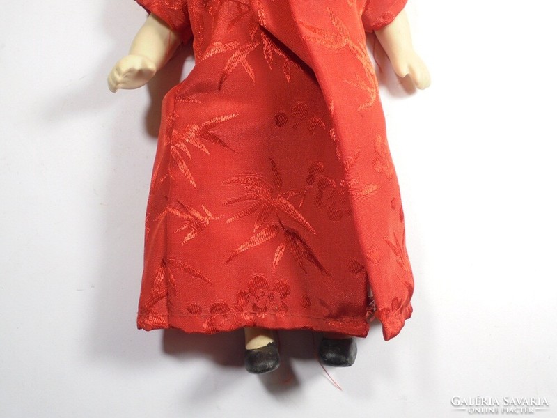 Retro vintage old toy porcelain doll in folk costume - Asian - height: 22 cm
