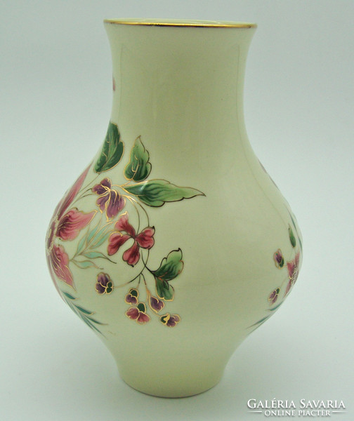 B622 Zsolnay virágmintás váza 18 cm - hibátlan szép állapotban