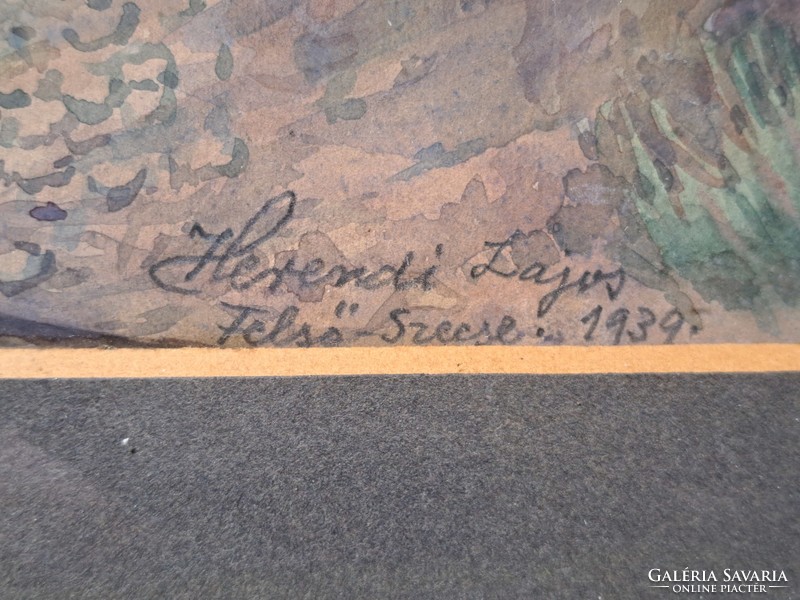 Tájkép, Felső-Szecse (Herendi Lajos 1939, kerettel 46x38 cm) Felsőszecse, Szlovákia, Léva járása