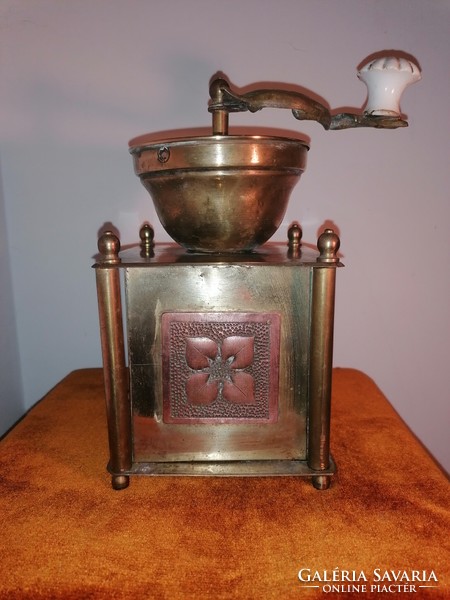 Large old copper coffee grinder