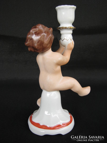 Candle holder porcelain putto