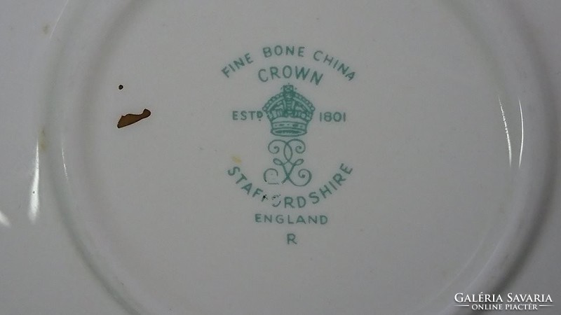 Fine bone china crown Staffordshire England 3 pcs special bone white embossed gold painted base