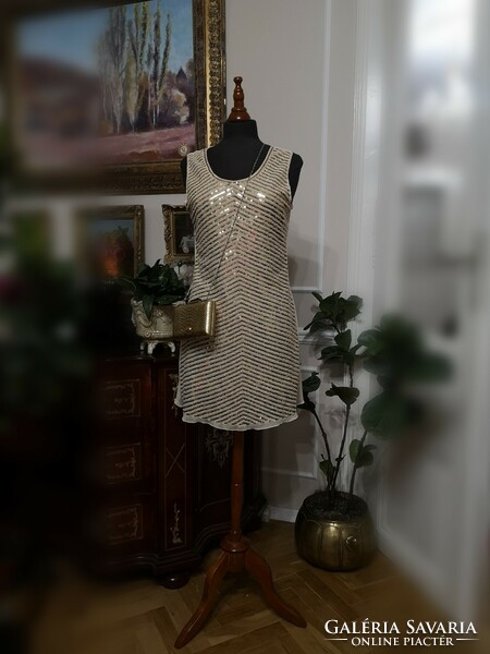 Paccio 38-40 cocktail dress, casual, party dress with gold sequins