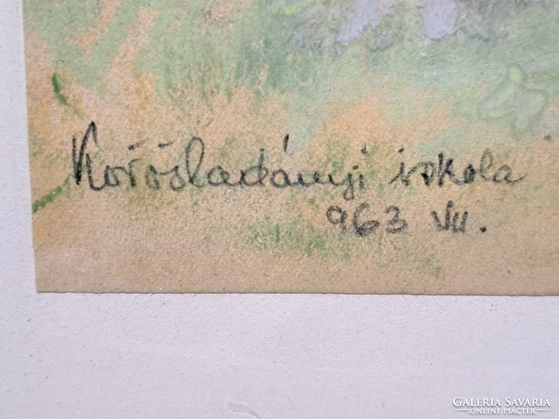 Kőrösladány school 1963, mixed media - pastel, tempera (full size 44x36 cm) unidentified