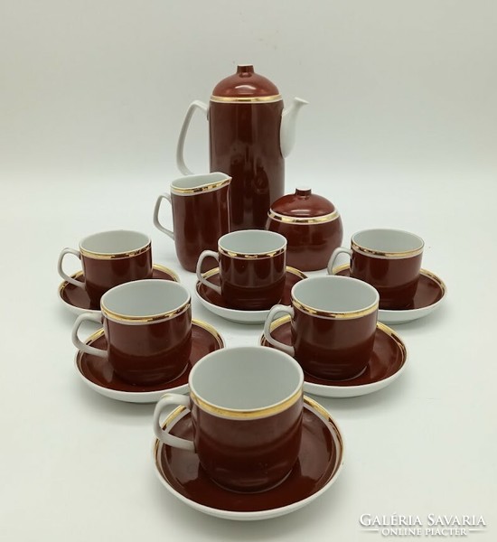 Hollóháza coffee, brown mocha set, coffee set from the 60s, retro