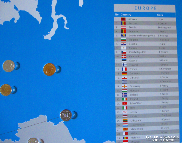 Coins of the world: europe - coins of European countries in a map album