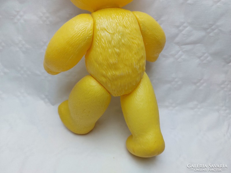 Old plastic toy retro dmsz teddy bear with yellow teddy bear