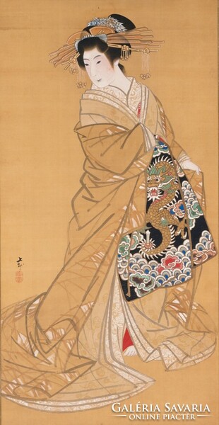 Mihaty yoriu - beauty with dragon - canvas reprint