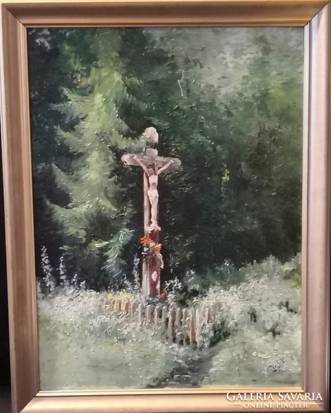 Fk/373 - shepherd m. Miklós - cross of Christ on the edge of the forest