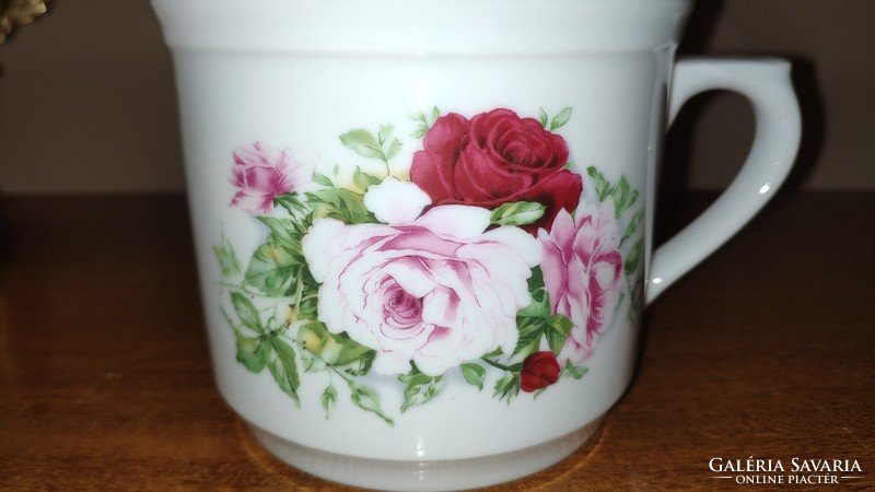 Thun nagyméretű rózsás porcelán bögre