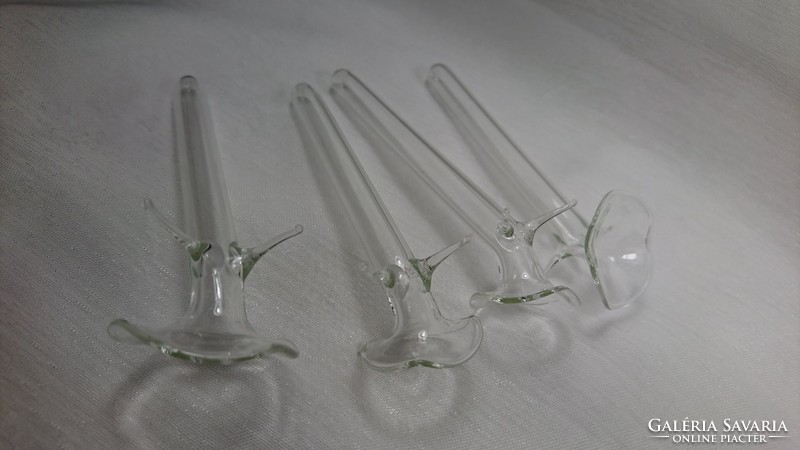 4 Blown glass 11 cm long horizontal violet vases in one