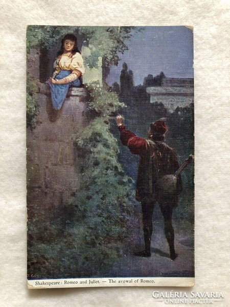 Antik romantikus képeslap  - Shakespeare - Rómeó és Júlia - Rómeó vallomása !!                -2.