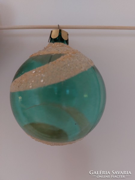 Régi üveg karácsonyfadísz átlátszó kék gömb üvegdísz
