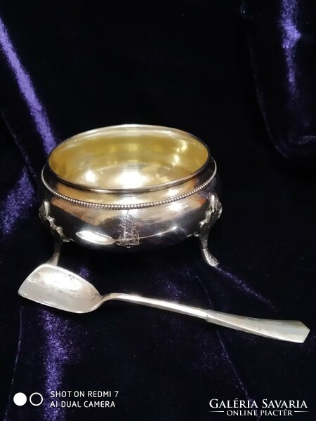 Silver (800 diana) spice holder with spice spoon