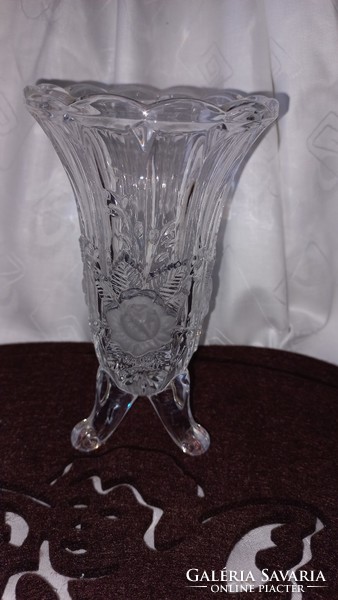 Anna hutte crystal vase with relief flower decoration in lalique style, undamaged