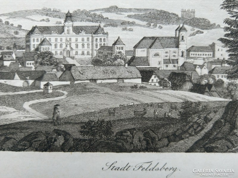 Feldsberg, Csehország, Eredeti acelmetszet ca.1843