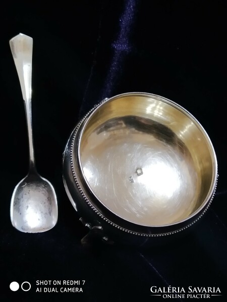Silver (800 diana) spice holder with spice spoon
