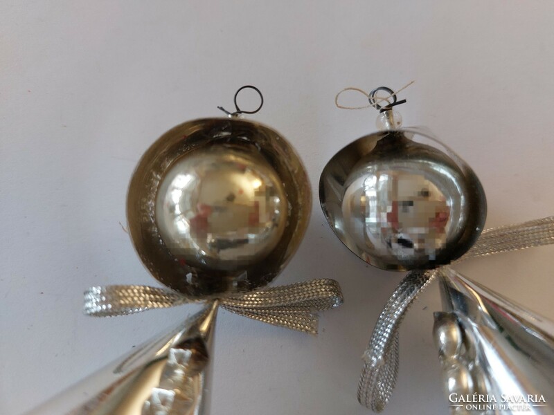 Old glass Christmas tree ornament with scarf silver baby glass ornament 2 pcs