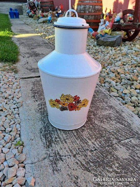 7 Liter floral enamel jug from Cegléd nostalgia piece of village peasant, peasant decoration