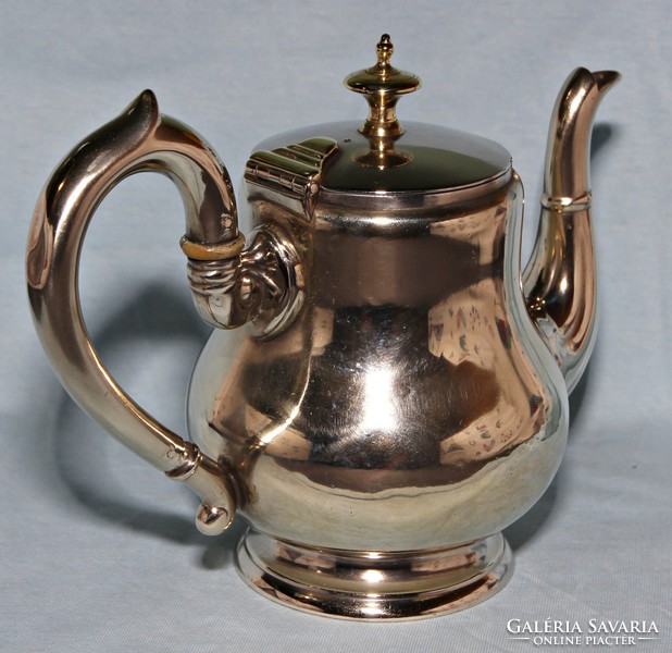 Antique hand-held coffee pot with bone ring, beautifully cleaned