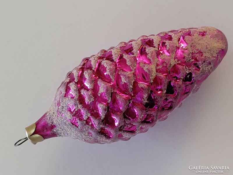 Old glass Christmas tree decoration pink snowy cone glass decoration