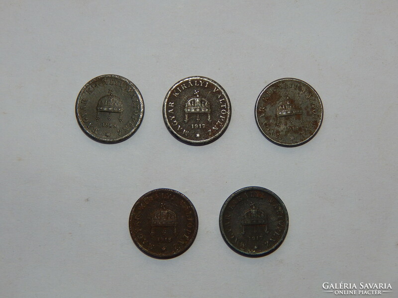 Two pennies from the years 1917 and 1918 Körmöczbanya, 5 pieces