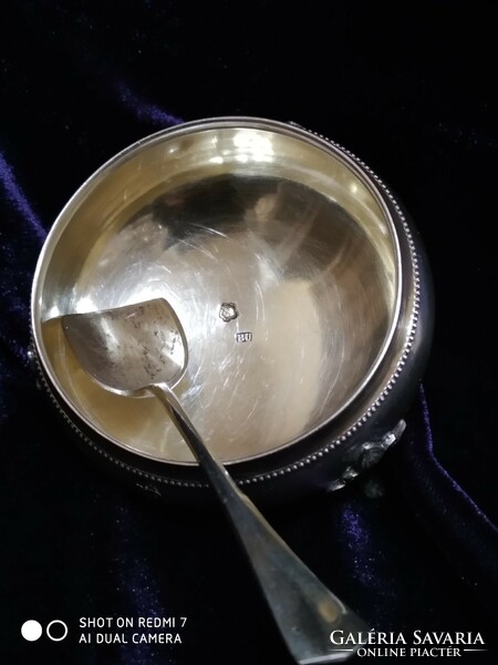 Silver (800 diana) spice holder with spice spoon