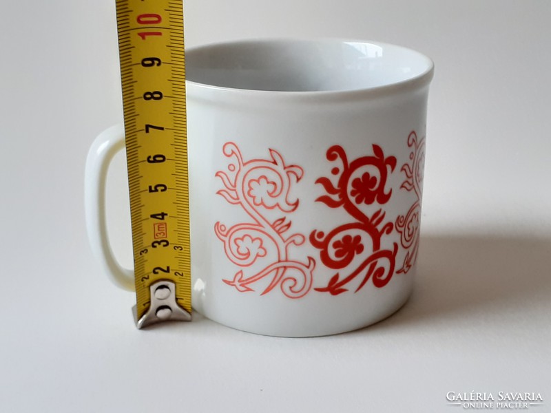 Retro zsolnay porcelain mug with red patterned old tea cup