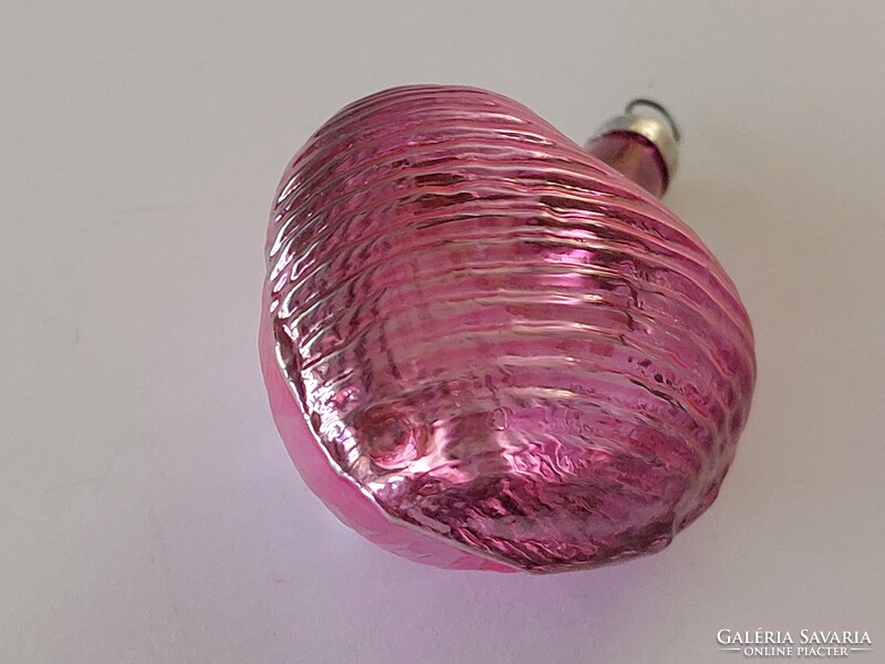 Old glass Christmas tree ornament pink heart with cross glass ornament