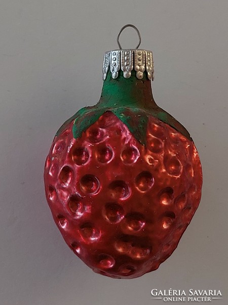 Old glass Christmas tree ornament red strawberry strawberry glass ornament