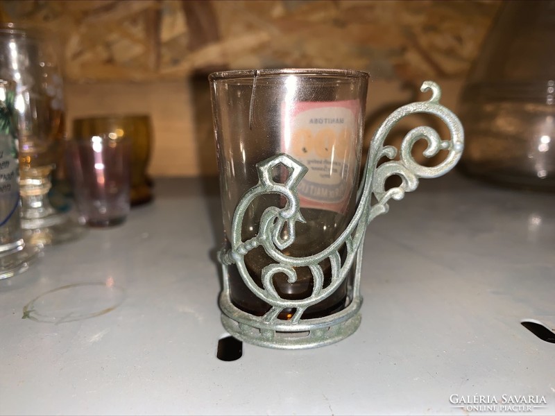 Pewter brandy glass holder, glass holder