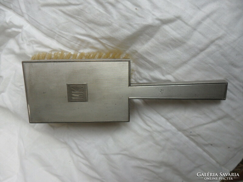 Antique art deco English monogrammed silver cloth brush