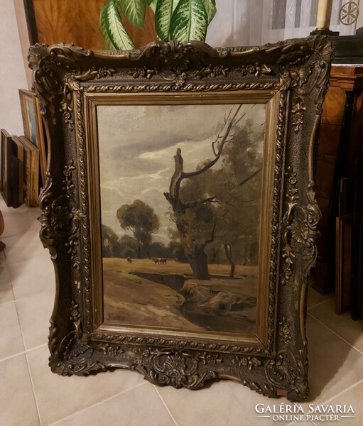 Antique landscape painting by Edvi Illés Aladár!