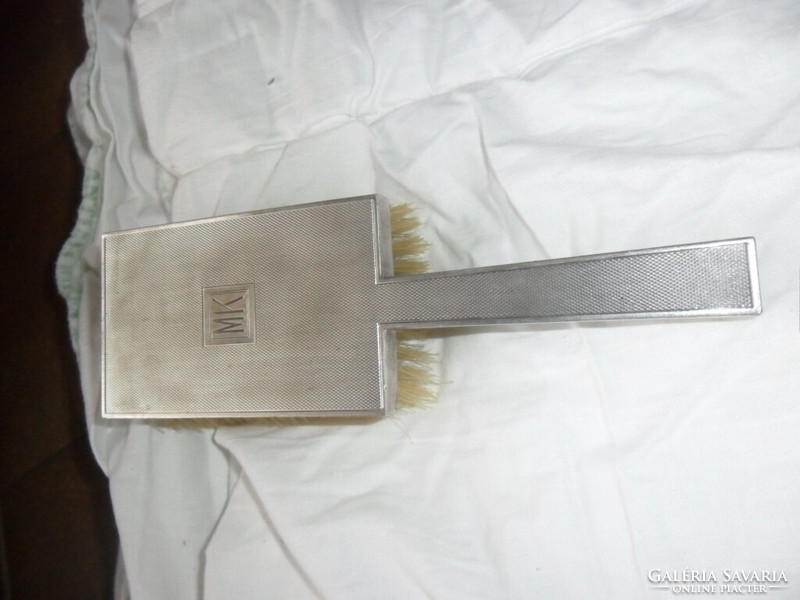 Antique art deco English monogrammed silver cloth brush