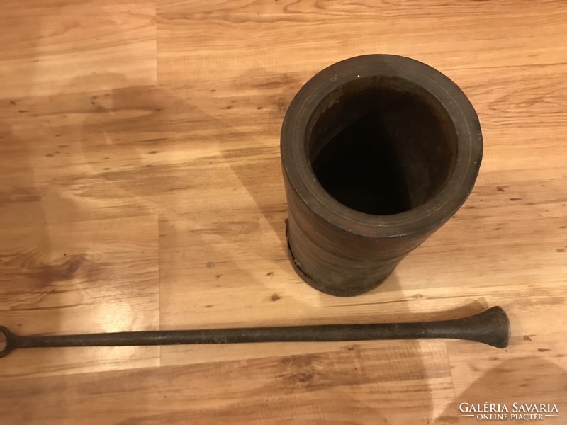 Antique wooden mortar and pestle, large size!