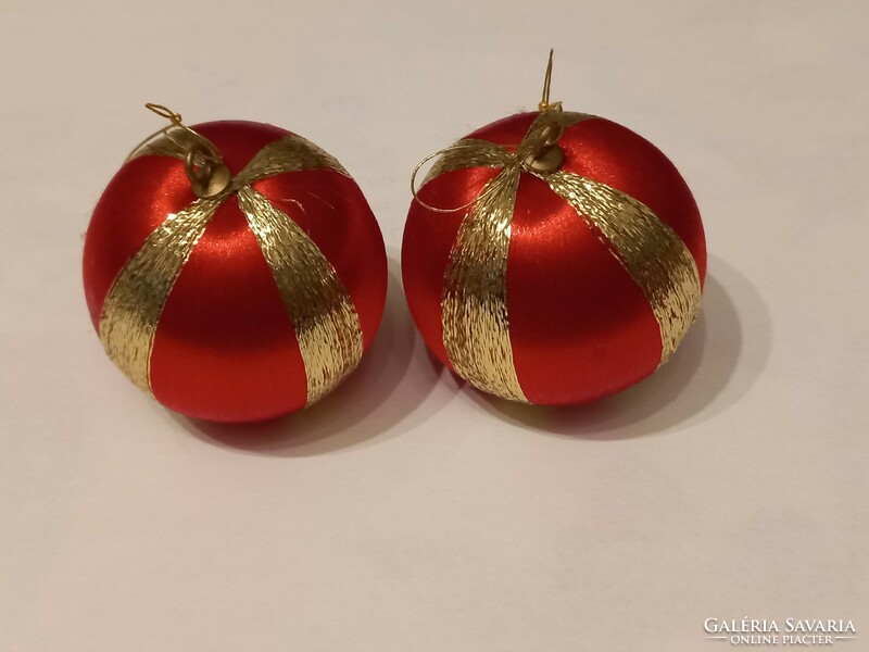 Retro régi karácsonyfa disz piros alma arany  átszövéssel ritka