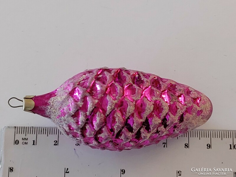 Old glass Christmas tree decoration pink snowy cone glass decoration